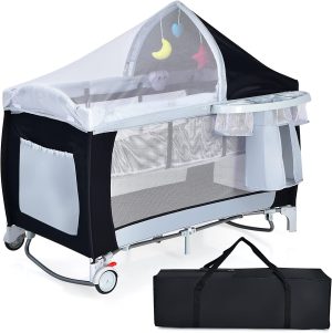 Lit Parapluie 4 en 1 pour bébé matelas et moustiquaire